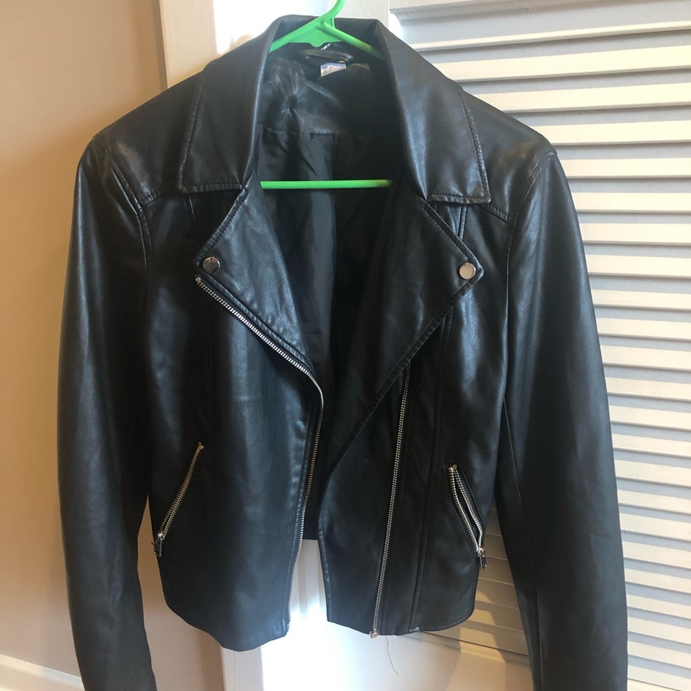 H&M leather biker jacket, size 4